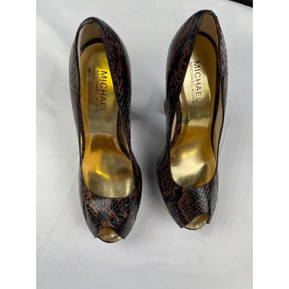 Michael Kors Women's Brown Genuine Snake Shoes/Heels 5.25" Size 7.5 SKU  4234 - Picture 6 of 7